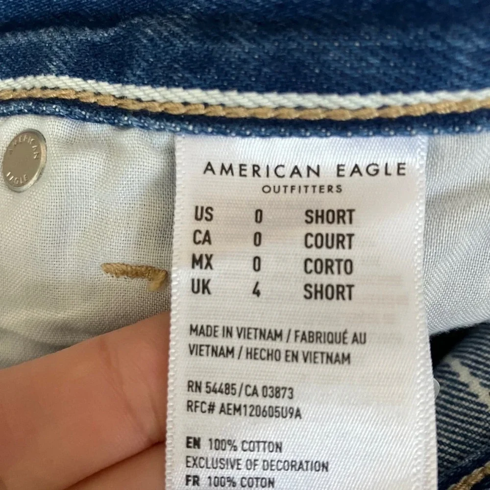 American Eagle High Rise Mom Jean Carpenter Painter Stripe Size 0 SHORT